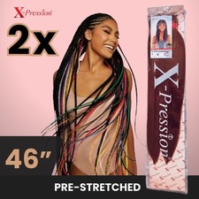 4 Packs X-pression Pre-Stretched   2X 46 Inch hair, Kanekalon  FREE DELIVERY