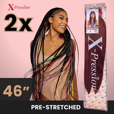 4 Packs X-pression Pre-Stretched   2X 46 Inch hair, Kanekalon | FREE DELIVERY