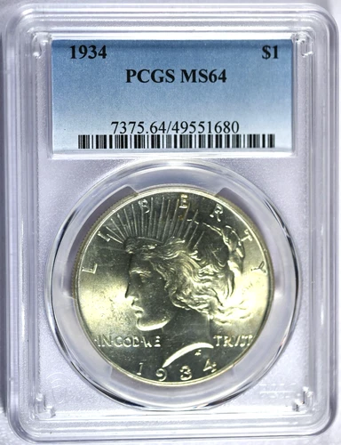1934 PCGS MS64 Peace Silver Dollar-Nice Coin!!!