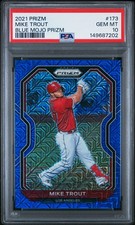 2021 PANINI PRIZM BLUE MOJO PRIZM #173 MIKE TROUT 194/199 PSA 10
