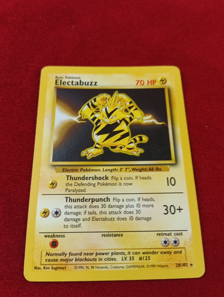 Pokemon Card - Electabuzz 1999 Base Set 20/102 Rare Lightly Played