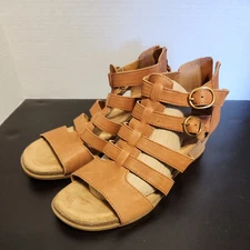 Sofft Womens Ankle Leather Strap Wedge Sandals shoes sz 8.5M
