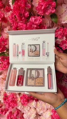 SIYIPING 4-Piece Makeup Set Lipstick, Lip Gloss & Eye Shadow Palette Pink
