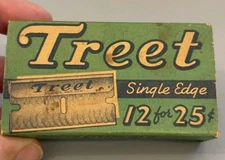 Treet Single Edge Razor Blades Box 12 for 25 Cents Vintage Shaving Advertising