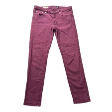 AG Adriano Goldschmied Stevie Ankle Slim Straight Leg Jeans Women's 29R Burgundy