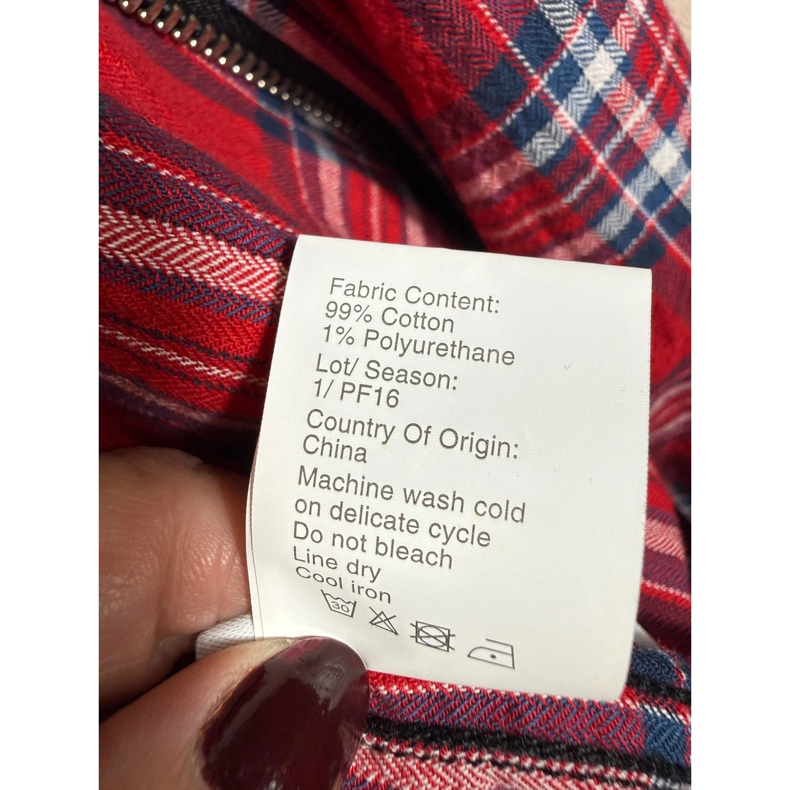 R13 Flight Shirt Mens XL Red Plaid Japanese Fabric Zip Up Bomber Jacket Longline - product detail image 9