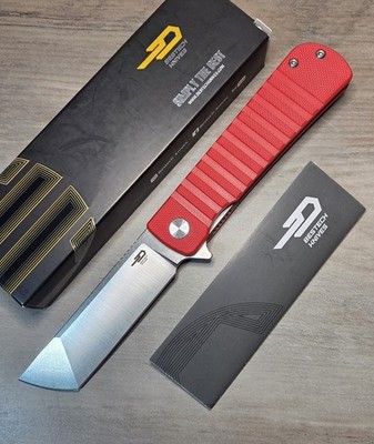 New Bestech Knives Titan Pocket Knife Red G10 Handles D2 Tanto Blade Bestechman 