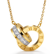 COLLANA CERCHI ROMANI PLACCATI ORO 18K CON ZIRCONI – COLLANA IN ACCIAIO INOX