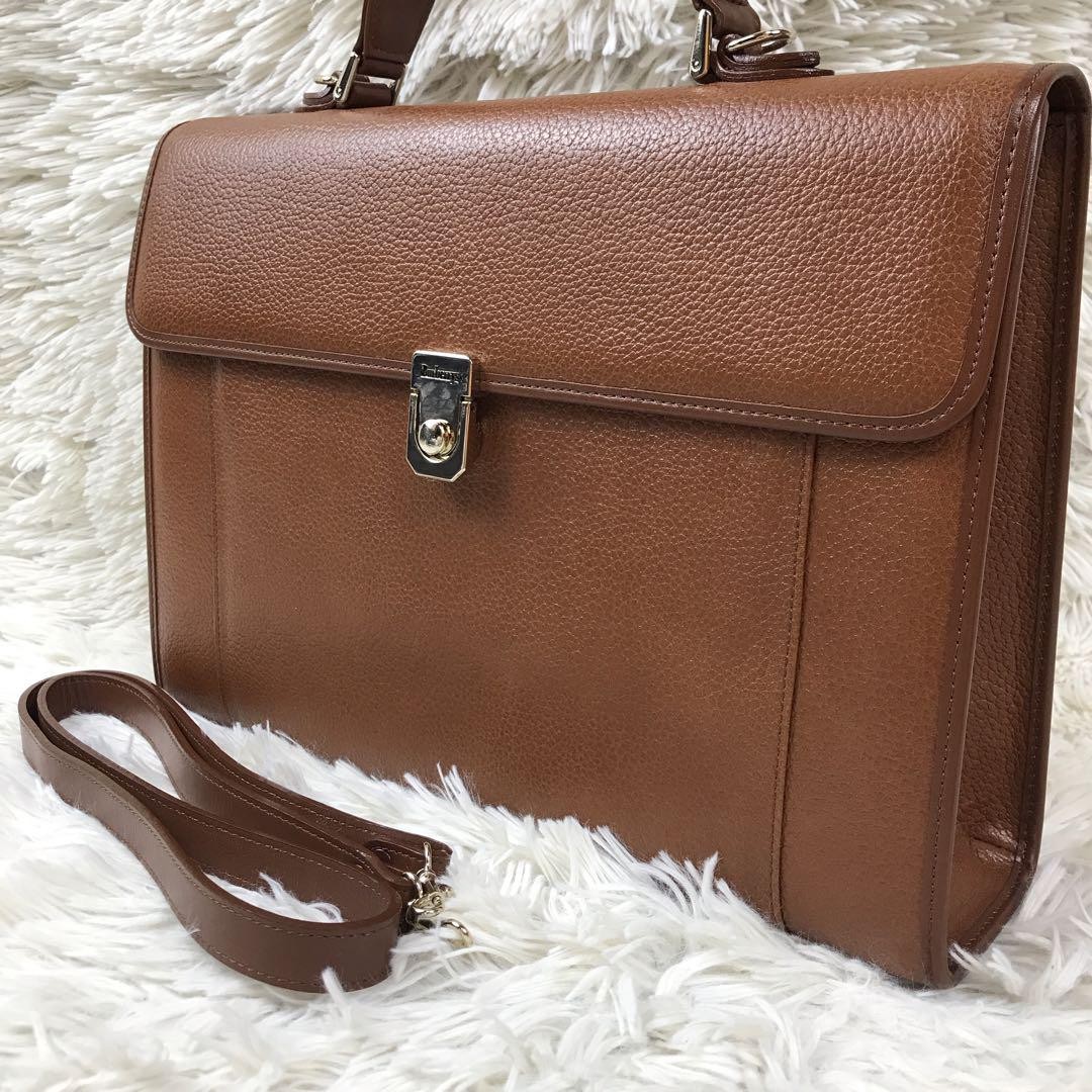 バーバリー ビジネスバッグ 2way レザー ノバチェック ショルダーA4 茶 Burberry Business Bag 2Way Leather Nova Check Shoulder A4