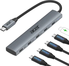 Acer 10 Gbps USB C Hub, USBC Splitter with 4*USB C 3.2 and 100W PD Port, Fast Tr