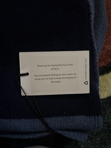 Paul Smith Wool Scarf Half And Half Blue - Picture 3 of 4