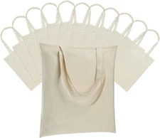 12 Pack Canvas Tote Bags Lightweight Reusable Grocery Bags Beige Bulk