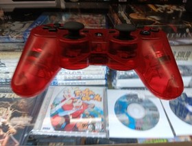 PlayStation 3 Crystal Red Clear PS3 Controller DualShock 3 Tested & Working