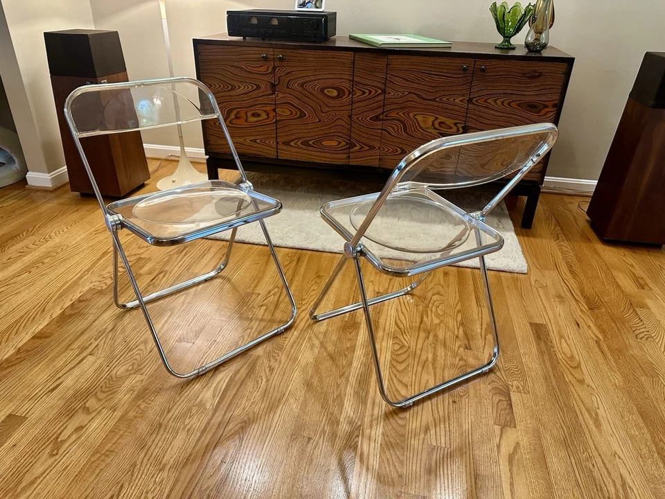 Par de sillas plegables vintage Anonima Castelli Plia - diseño Giancarlo Piretti Foto 3 de 4