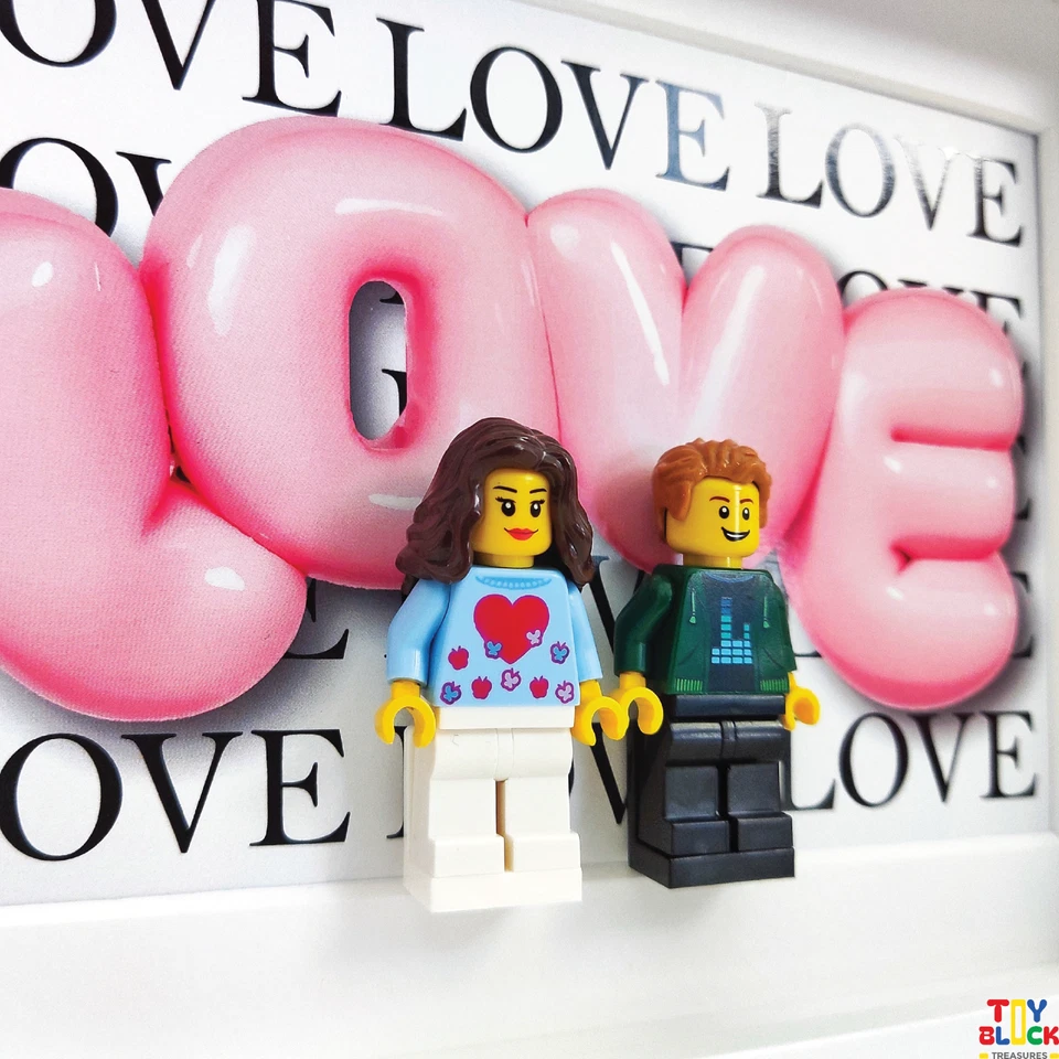 Moldura personalizada de minifigura para casal – Presente personalizado para aniversário, casamento - Imagem 3 de 4