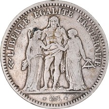 [#868698] Coin, France, Hercule, 5 Francs, 1848, Lyon, VF, Silver, KM:756.3, Le