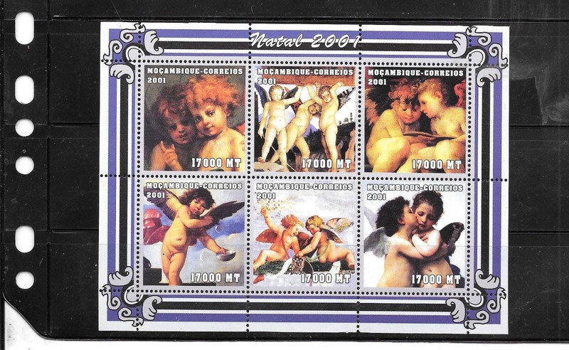 MOZAMBIQUE #1478 2001 ANGELS ART MNH XF MINT OLD SOUVENIR SHEET PICTORIAL STAMPS