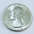 1964 P SILVER WASHINGTON QUARTER 90% SILVER AU ALMOST UNCIRCULATED DETAILS #8111