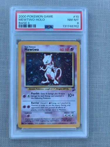 Mewtwo 010/130 Base Set 2 Holo Swirl PSA 8