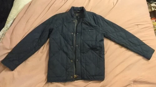 J Crew Outerwear Mens Sussex Quilted Jacket Size L NX631 Zip Navy Blue - product listing photo