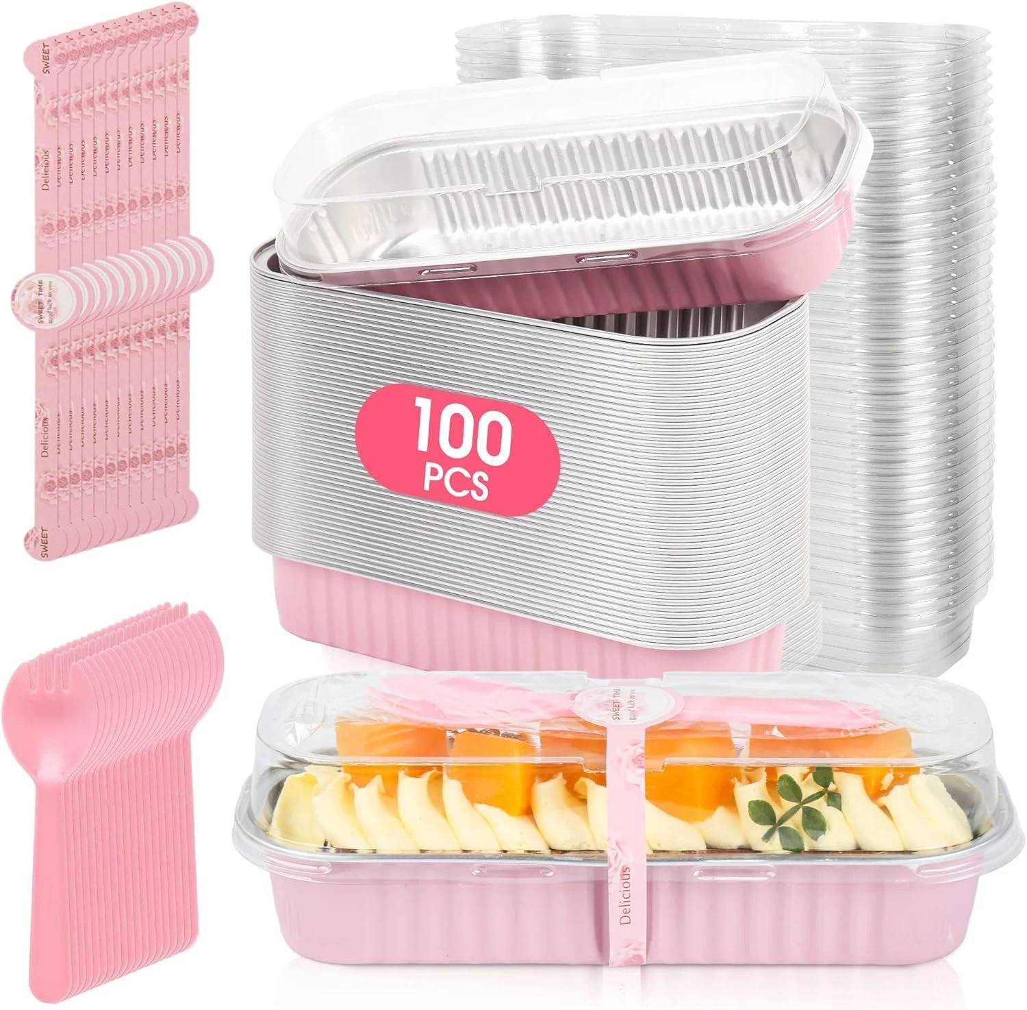 100 Pack Mini Cake Pans with Lids and Spoons, Disposable Aluminum Foil Cake Tins
Opens in a new wind