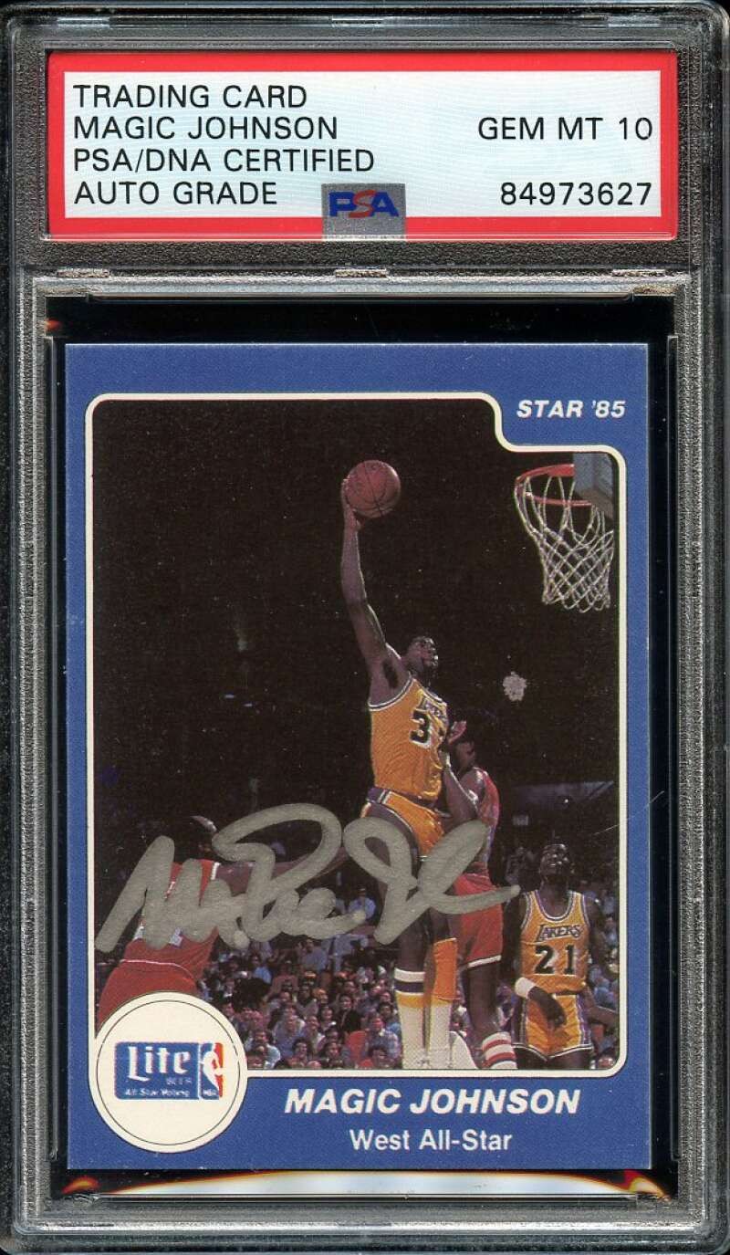 1985 STAR #11 MAGIC JOHNSON ALL-STAR PSA/DNA AUTO 10 HOF LAKERS 