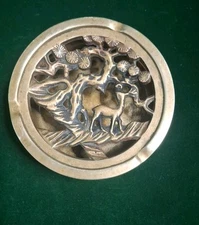 Vintage 1950s  Ash Tray, Deer and Tree, 2-Piece, Made in Korea.