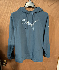 PUMA Blue Solid Pullover Hoodie w/ Logo Draws...