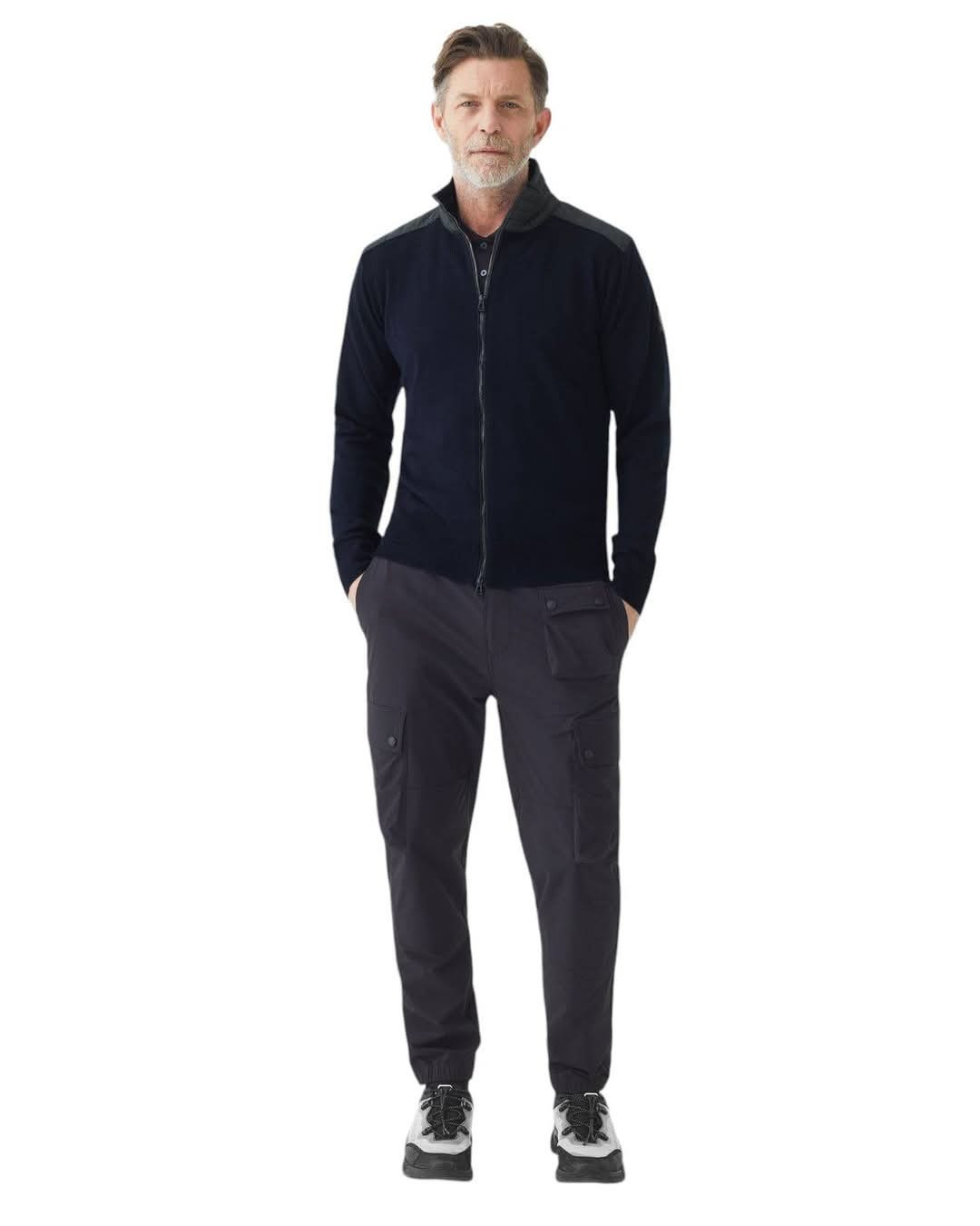 Belstaff Washed Navy Kelby Merino Wool Full Zip Jumper Cardigan Small RRP £250 image 2
