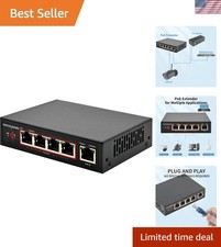 4-Port Gigabit PoE Extender - 1000Mbps, 6KV Lightning Protection & Easy Setup