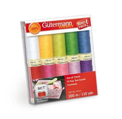 Gutermann Sew All Polyester Thread Set 10 PCS Spools Pastels Sewing Kit