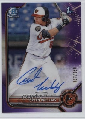 2022 Bowman Chrome Prospect Purple Refractor 37/250 Creed Willems Auto 18pg