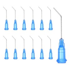 25Pcs 1Inch 22Ga 45° Angled Dispensing Needles, Blue