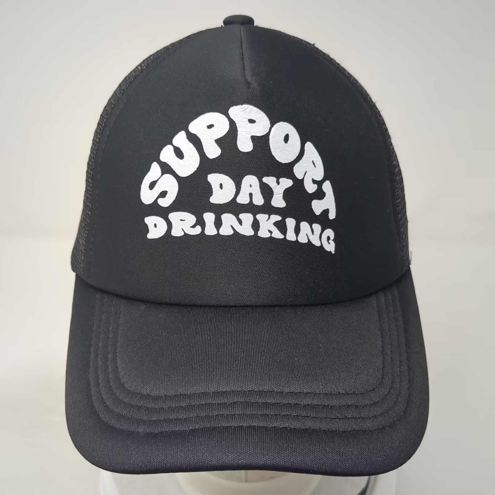 Support Day Drinking Polyester Trucker Hat Black … - image 2