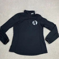 Helly Hansen 1/4 Zip Base Layer Fleece Pullover Men Large Black Ski Snow Winter