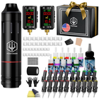 POSEIDON Cordless Tattoo Pen Kit with 2×1600Mah Batteries & Complete Starter Set 744759670083
