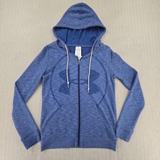 Under Armour Hoodie Womens XS Blue All Season Gear Logo Full Zip Sweatshirt