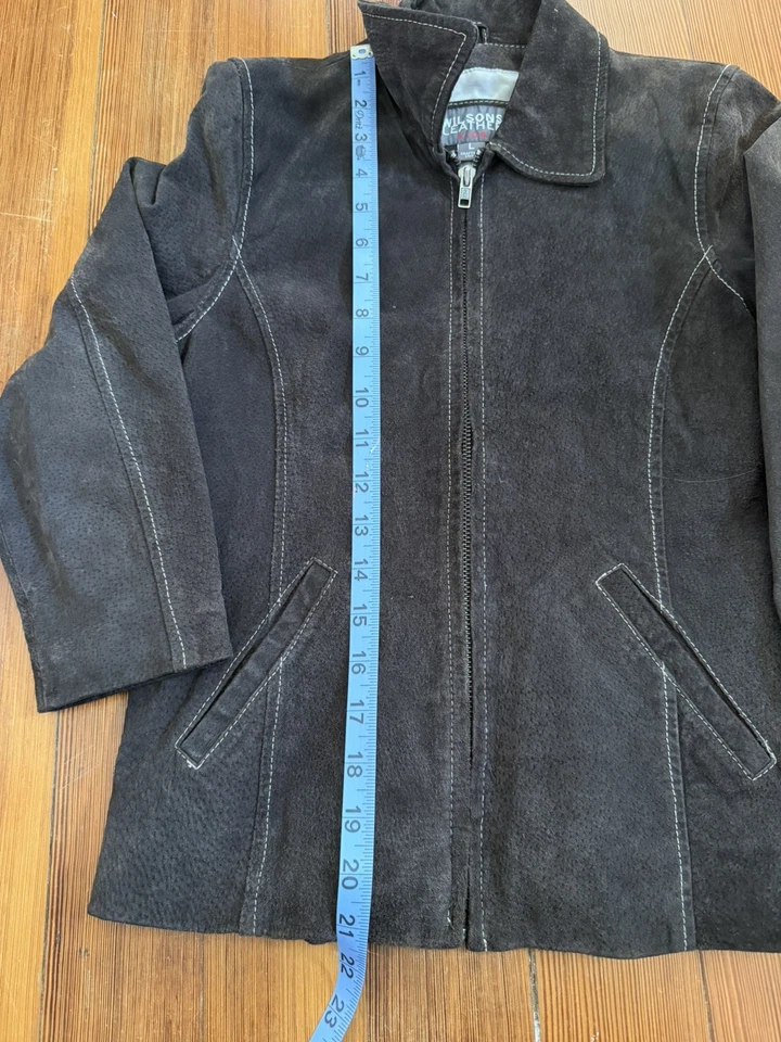 "Chaqueta juvenil de cuero Wilson grande marrón PTP 16"" longitud 21""" Foto 3 de 4