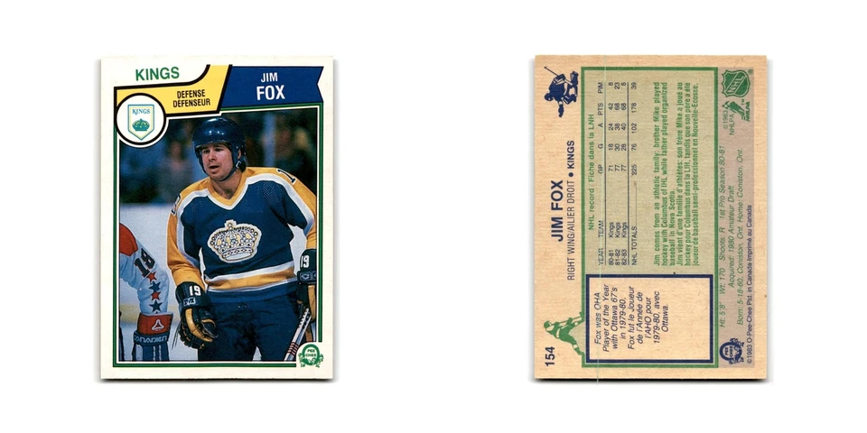 1983 O-Pee-Chee Jim Fox Los Angeles Kings #154 - Image 3 of 3