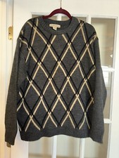 VTG Grandpa munsingwear knit sweater argyle print acrylic grey comfy 90s XL mens