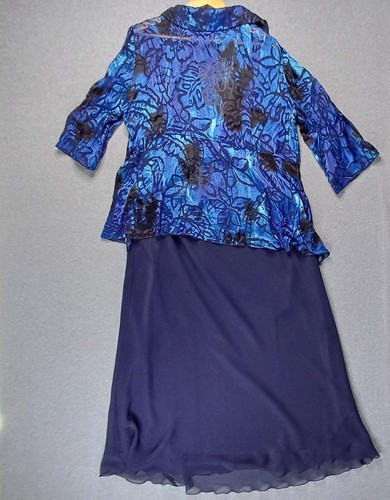Eve Hunter Skirt Suit Women 22 Blue Jacket Mother of Bride Wedding Party Glamour - Picture 8 of 21