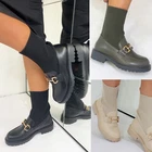 New Womens Chunky Sole Sock Ankle Boots Shoes Sizes 3-8