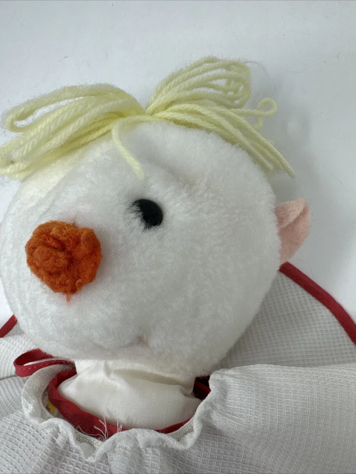 Juguete de payaso Edén de colección tela de fieltro flojo nariz hilo amarillo cabello 24" largo raro difícil de encontrar Foto 3 de 4