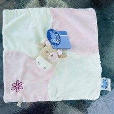 Noukie's Pink Cow Baby Security Blanket Soft Satin Plush Noukies Infant Toy NWT
