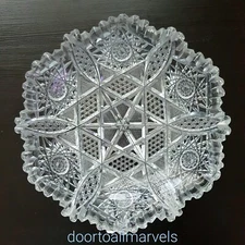 Antique American Brilliant Cut Glass Round Dish Bowl  7" Hawkes? Uncommon