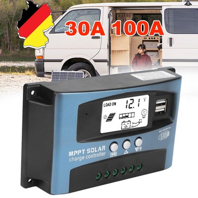 30A/100A 12V-24V Digital MPPT Solar Ladegerät Controller Panel Regler Daul USB