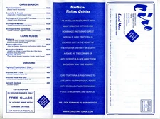 Ciro Trattoria Menu 8th Avenue New York City 1990's