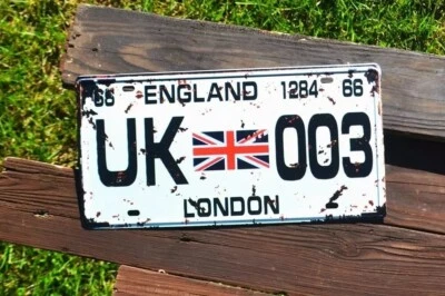 Novelty License Plate Tin Sign - London, England - Union Jack - Flag - UK