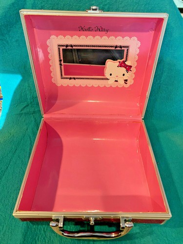Hello Kitty Cosmetic Case Jewelry Box Princess Mirrored Magenta Glitter Pink - Picture 5 of 7