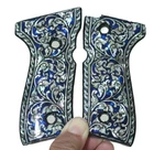 PEARL GRIPS FOR BERETTA 92 FULL SIZE 92FS 96 M9 92A1 BLUE FLOWER ART NICE GIFT